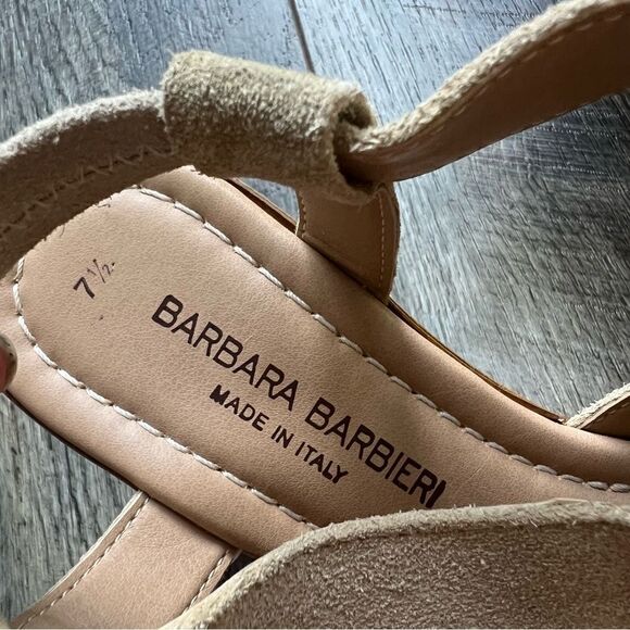 Anthropologie Barbara Barbieri Wedge Sandals Size 7.5 Italian Suede Taupe Shoes - Picture 2 of 10